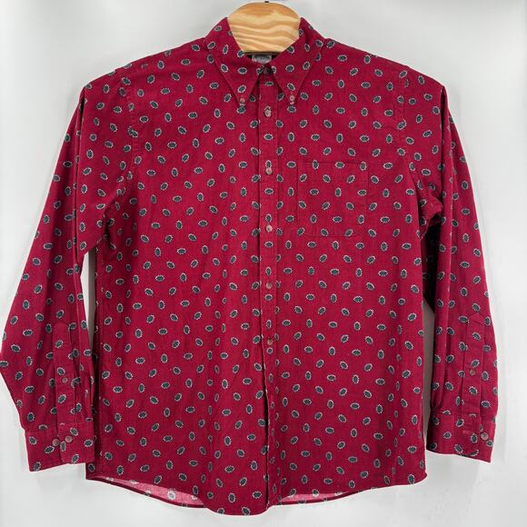Brooks Brothers Mens Large Burgundy Red Long Sleeve Button Down Corduroy Shirt - Picture 4 of 5